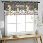 Easter Sheer Valances for Windows 42"x12", Light Filtering Kitchen Curtains - Image 2