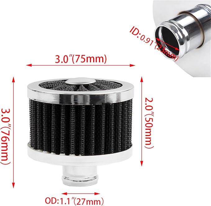 MUGE RACING 23mm Car Air Filter Universal Cold Air Intake Filter High Flow Vent - Image 5