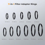 K&F CONCEPT 11 Pieces Metal Step Down Filter Adapter Rings Set, - Image 2