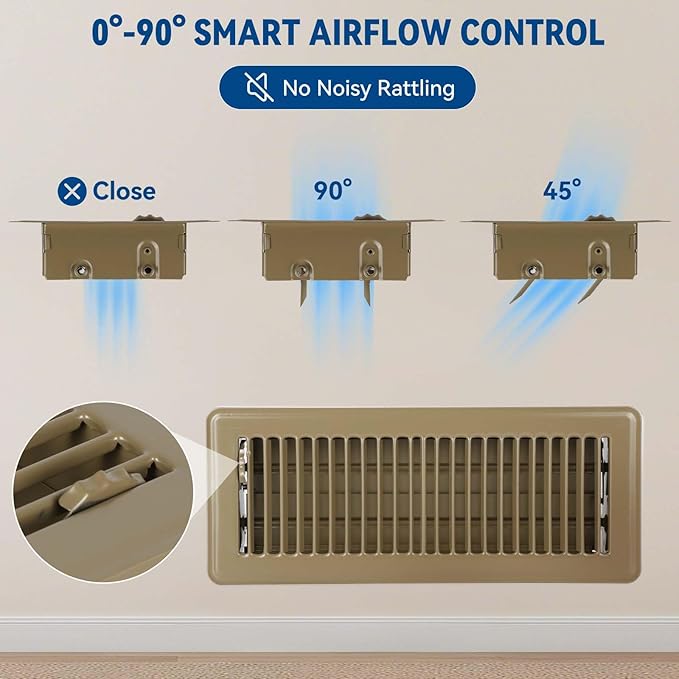 4" x 10" Floor Register Vent Covers 6-Pack, Walkable Powder-Coated Metal Vent - Image 5