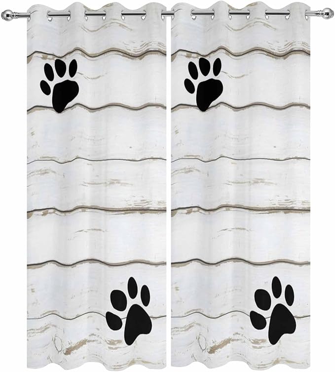 Wood Grain Outdoor Curtains for Patio Claws Animals Wooden White Waterproof - Image 9