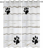 Wood Grain Outdoor Curtains for Patio Claws Animals Wooden White Waterproof - Image 9
