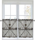 Vintage Gate Half Window Curtains 24 Inches Long, Farmhouse Wooden Grain Shabby by Unknown