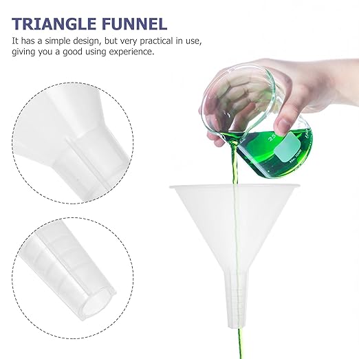 Veemoon 5pcs 100mm Plastic Scientific Triangle Funnels, Laboratory Pp Filling - Image 9
