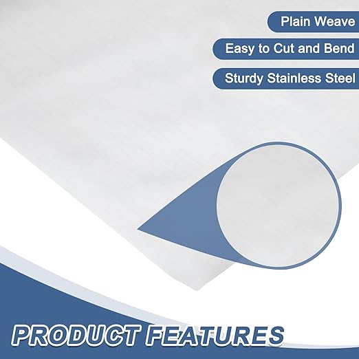 uxcell 500 Mesh 118" x 10" Woven Wire Mesh, 316 Stainless Steel Air Vent Filter - Image 3
