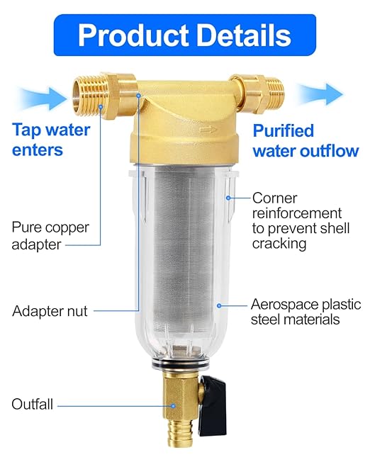 Spin Down Sediment Filters, 40-50 Micron Reusable Water Prefilter System - Image 5