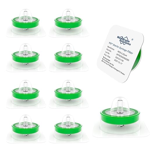 Membrane Solutions 500 Pack Syringe Filter Sterile PES Hydrophilic Filtration by MembraneSolutions