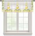 Lemon Dwarfs Sheer Valance Curtains, Gnome Green Leaf Wood Striped Yellow Plaid by Houseown