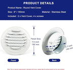 6 Inch White Soffit Vent Covers, LouanXpert Stainless Steel Round Air Vent - Image 2