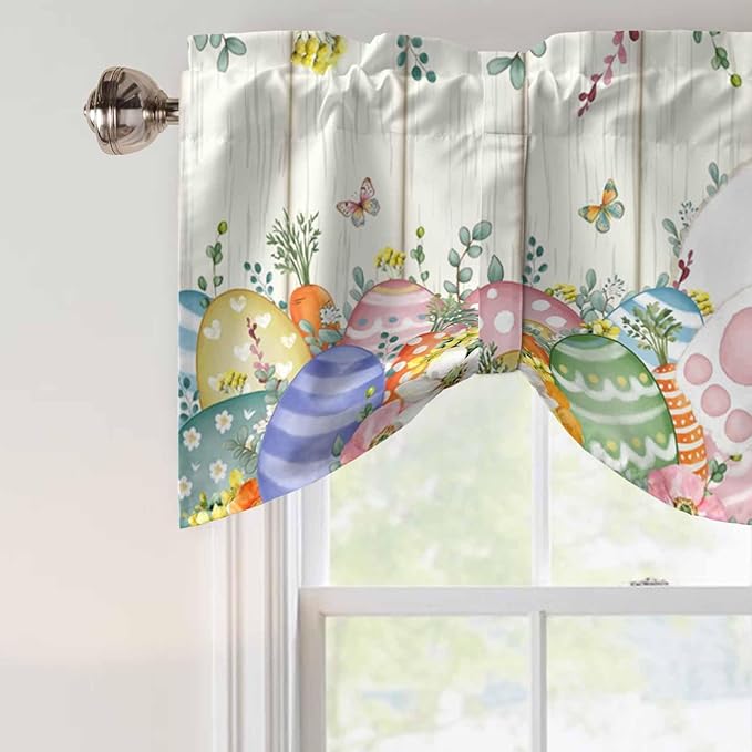 Easter Tie Up Valance Curtains for Windows, Kitchen Curtains Window Shades - Image 4