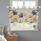 Spring Tulips Flower Kitchen Curtains 24 Inch Length, Small Window Curtains Tab - Image 9