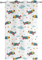 Turquoise Airplane Waterproof Outdoor Curtains - Image 2