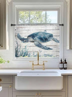 Sheer Curtains 45 Inch Length, Ocean Sea Turtle Semi Sheer Curtains Light - Image 3