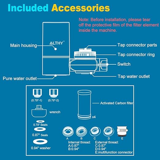 ALTHY Faucet Water Filter, BPA-Free Sink Tap Water Purifier, Certified Reduces - Image 6