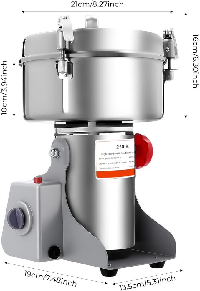 Electric Grain Mill, 2500g Capacity High-speed Grain Mill Grinder, Food-grade - Image 2