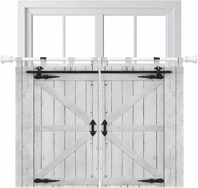 Farmhouse Wood Grain Kitchen Curtains 45 Inch Length, Short Cafe Window by Unknown