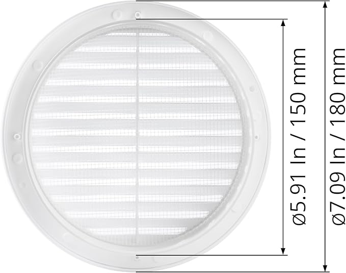 White 6" Inch Round Ventilation Grille - Image 5