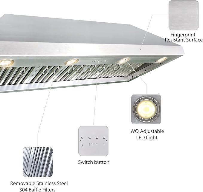 CT Copper Tailor Sloped Copper Vent Hood Wall Mount, 1150 CFM Exhaust Fan - Image 7