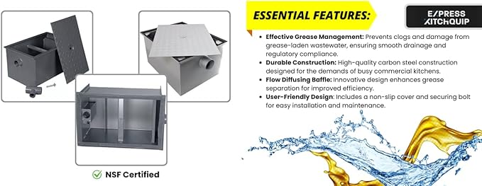 Commercial Carbon Steel Grease Trap Interceptor 14lb - Image 5