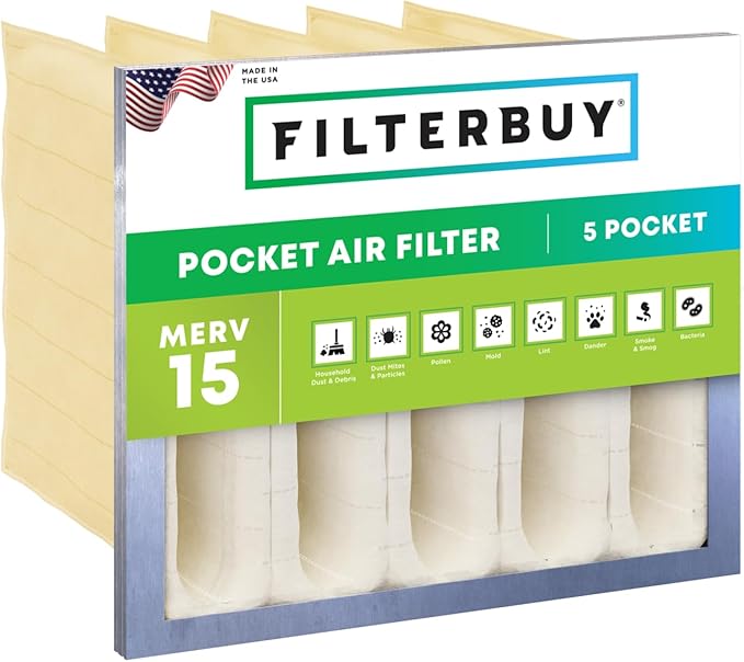 Filterbuy 16x20x12 5-Pocket Air Filter MERV 15 HVAC Replacement by Filterbuy