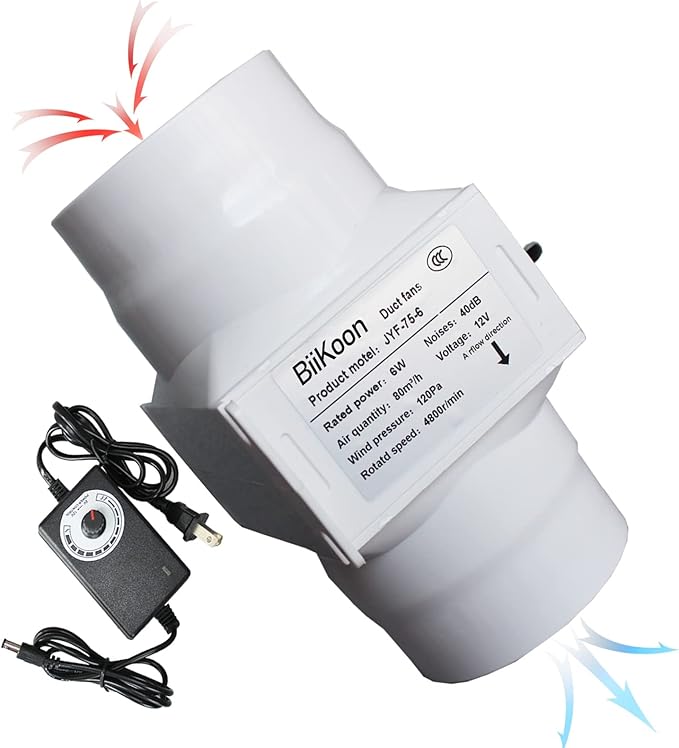Inline Duct Fans 3 Inch 12V Extractor Fan 6W 47Cfm Plastic Variable Vent Blower by Unknown