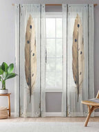 Sheer Curtains 96 Inches Long, Farmhouse Feather Semi Sheer Curtains Light - Image 5