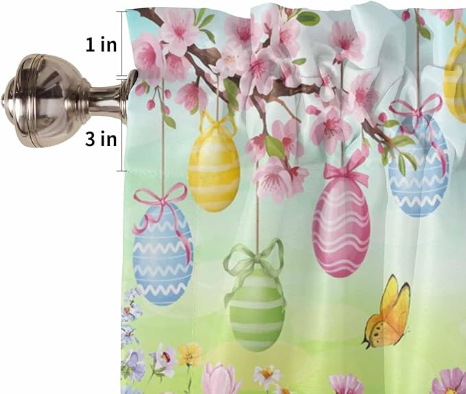 Easter Bedroom Curtains 63 Inches length, Spring Bunny Colorful Rabbit Eggs - Image 6