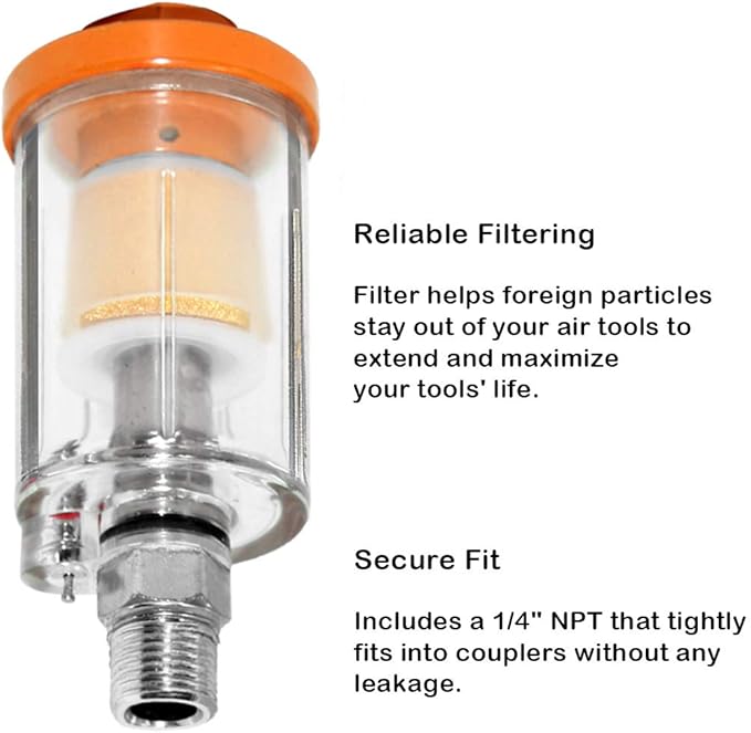 beduan Water Oil Separator Filter, 1/4" NPT Male and Female Thread Spray Gun - Image 2