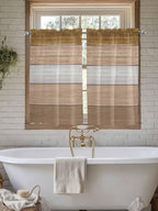Retro Farm Wood Board Window Valance Curtains, 2 Panel - Image 5
