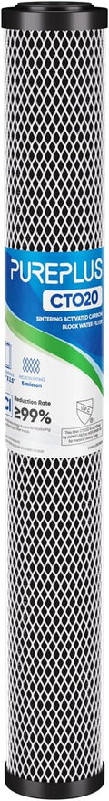 PUREPLUS 5 Micron 20" x 2.5" Whole House CTO Carbon Sediment Water Filter by PUREPLUS