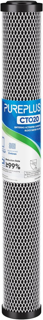 PUREPLUS 5 Micron 20" x 2.5" Whole House CTO Carbon Sediment Water Filter by PUREPLUS