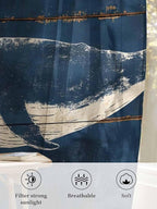 Sheer Curtains 63 Inch Length, Summer Whale Blue Semi Sheer Curtains Light - Image 6
