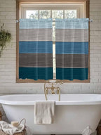 Retro Farm Blue Gray Wood Grain Window Valance Curtains, Rustic Wooden Plank - Image 5