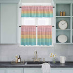 Kitchen Window Curtains Valance and Tier Set, Farm Colorful Wooden Plank Rod - Image 8