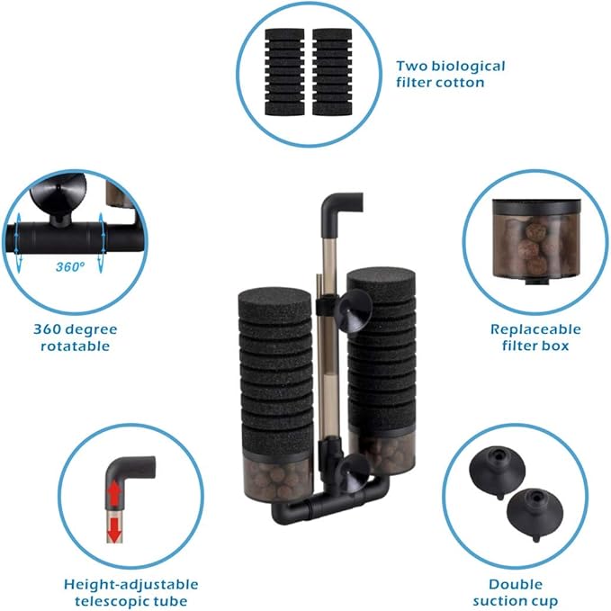 hygger Sponge Filter, Aquarium Filter Double Sponge Replaceable Media - Image 3