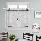 Farmhouse Wood Grain Kitchen Curtains 45 Inch Length, Short Cafe Window - Image 4