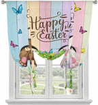 Tie Up Curtains, Happy Easter Rabbit Butt Egg on Daisy Leaf Adjustable Rod by Unknown
