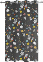 Cartoon Space Outdoor Curtains for Patio Rockets Planets Astronauts Gray - Image 9