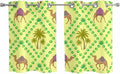 2 Panel Kitchen Cafe Curtains, Desert Sand Camels Sunlight Filtering Nature Air by Hokiten