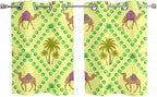 2 Panel Kitchen Cafe Curtains, Desert Sand Camels Sunlight Filtering Nature Air by Hokiten