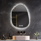LUVODI Lighted LED Bathroom Mirror: 36”x28”Irregular Stone Pattern Frosted Wall - Image 9