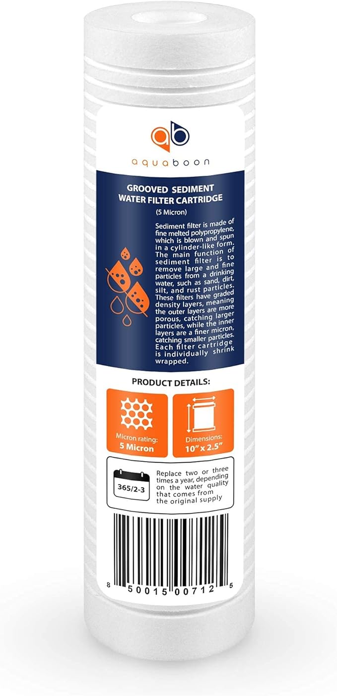 Aquaboon 5 Micron 10 x 2.5 Grooved Sediment Water Filter Replacement - Image 8