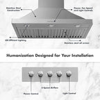 VAV Upgraded 48 inch Wall Mount Range Hood Vent Convertible Dual Motors 1500CFM - Image 4