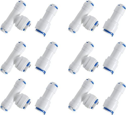 3/8-inch x 1/4-inch 6 pcs T and 6 pcs I Tube Quick Push in Connector by JBTOZIUY