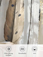 Sheer Curtains 54 Inch Length, Farmhouse Feather Semi Sheer Curtains Light - Image 6