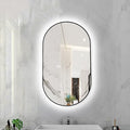 Oval LED Illuminated Bathroom Mirror, Wall-mounted Vanity Makeup Mirror by Unknown
