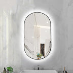 Oval LED Illuminated Bathroom Mirror, Wall-mounted Vanity Makeup Mirror by Unknown