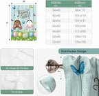 Tie Up Curtains, Happy Easter Bunny Butt Egg Floral Adjustable Rod Pocket - Image 7