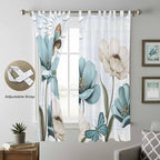 Blue Tulips Living Room Curtains 96 Inch Length, Window Curtains Tab Top - Image 5