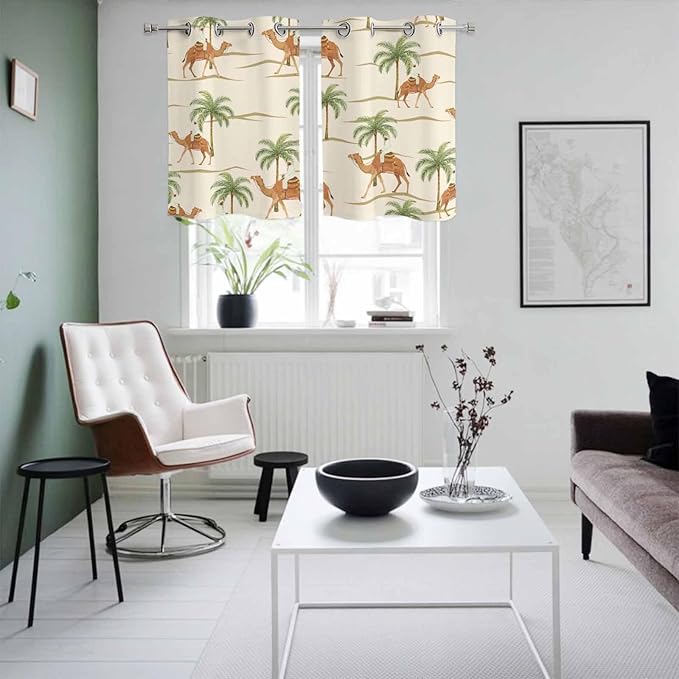 2 Panel Kitchen Cafe Curtains, Date Coconut Tree Sunlight Filtering Nature Air - Image 4
